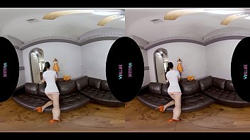 Skinny brunette rips off her clothes and masturbates in virtual reality Skinny brunette rips off her clothes and masturbates in virtual reality