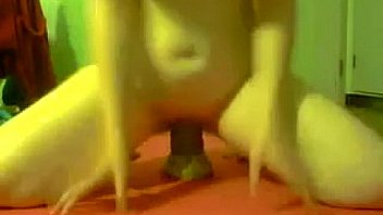 Cam girl on her thick dildo