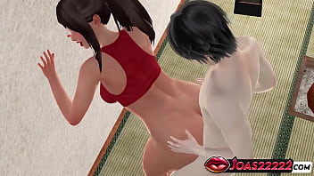 Jamila in tatami room animation wall doggystyle fuck missionary with close up pussy views and reverse plank pose cum inside tight pussy a lot of sperm in honey select 2