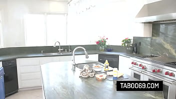 Lucky stud fucks his girlfriend and her big tits stepmom