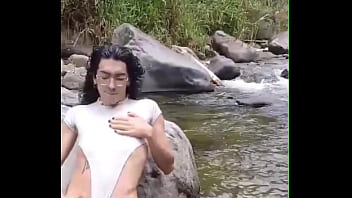 I played with my cock on river until i cum