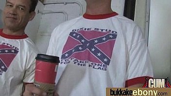 Ebony gets group cumshots 2