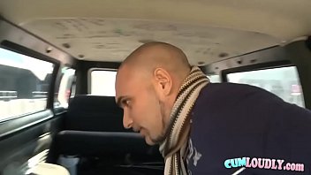 Blonde facialized in a van