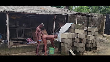 African mummy was bathing and her neighbor came to peep at her and they fucked hard