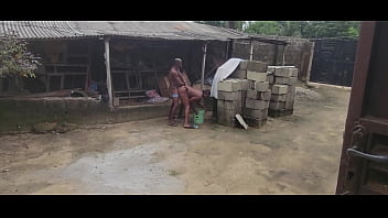 African mummy was bathing and her neighbor came to peep at her and they fucked hard