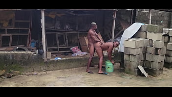African mummy was bathing and her neighbor came to peep at her and they fucked hard