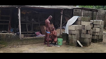 African mummy was bathing and her neighbor came to peep at her and they fucked hard
