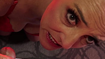 Blonde milf worships cock with sloppy deepthroat blowjob