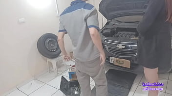 Horny boss provokes mechanic alone in the workshop Horny boss provokes mechanic alone in the workshop