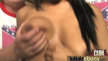 Gorgeous ebony lady sucks white dicks and gangbang fucking 1