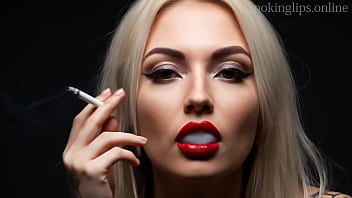 Smoke fetish smoking girl red lipstick ai movie