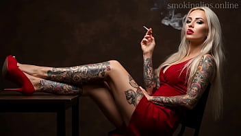 Smoke fetish smoking girl red lipstick ai movie