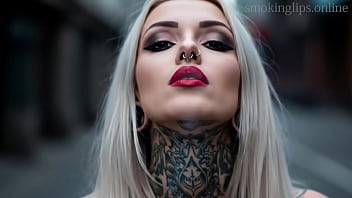 Smoke fetish smoking girl red lipstick ai movie