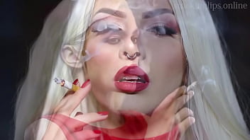 Smoke fetish smoking girl red lipstick ai movie