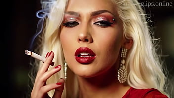 Smoke fetish smoking girl red lipstick ai movie