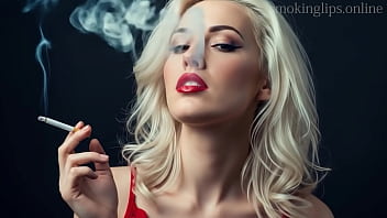 Smoke fetish smoking girl red lipstick ai movie