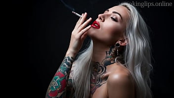 Smoke fetish smoking girl red lipstick ai movie
