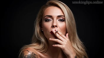 Smoke fetish smoking girl red lipstick ai movie