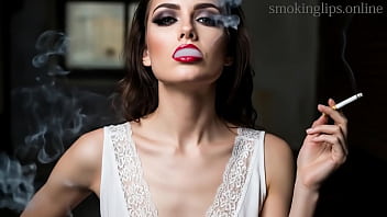Smoke fetish smoking girl red lipstick ai movie