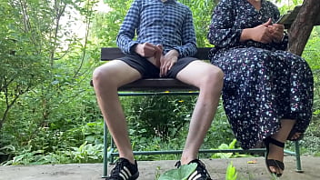 Cheerful milf jerks off strangers and takes photos on the street Cheerful milf jerks off strangers and takes photos on the street