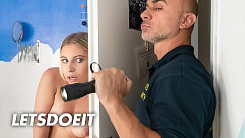 Young babe lilly bella hides from security guy but he finds her and bangs her perfect juicy pussy horny hostel