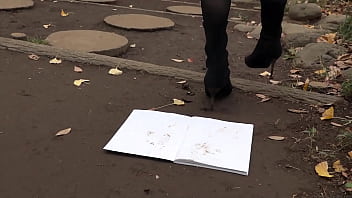 Make dirty shoe footprints on a white notebook