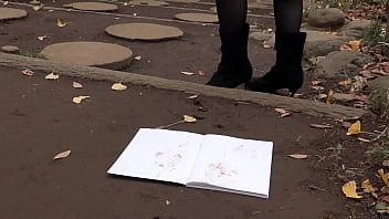 Make dirty shoe footprints on a white notebook