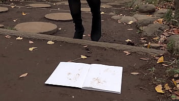 Make dirty shoe footprints on a white notebook