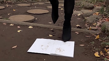 Make dirty shoe footprints on a white notebook