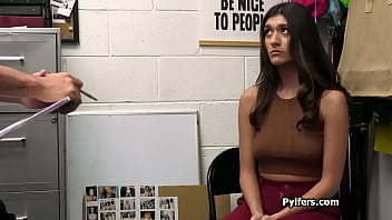 Camera from below films a hot thief getting hammered from behind