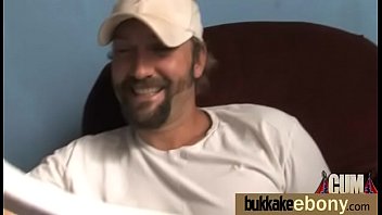 Dirty ebony whore banged and covered in cum interracial 22