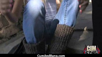 Amazing ebony in gangbang interracial fucking 10