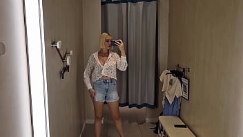 Spying on a blonde with a big ass no panty in a public Spying on a blonde with a big ass no panty in a public
