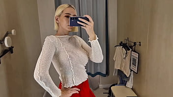 Spying on a blonde with a big ass no panty in a public