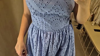 Spying on a blonde with a big ass no panty in a public