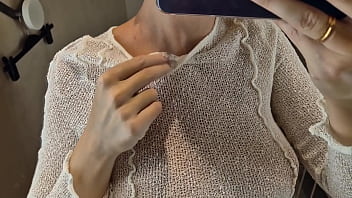 Spying on a blonde with a big ass no panty in a public