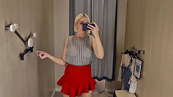 Spying on a blonde with a big ass no panty in a public Spying on a blonde with a big ass no panty in a public