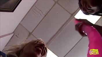 Blonde and brunette hotties eat out each other in a hot session