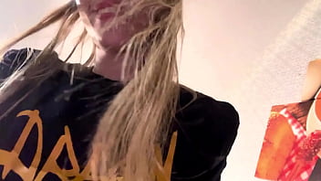 Red haired beauty plays with a big dildo