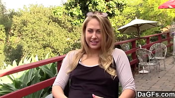 Horny blonde teen grabs her chance by the balls