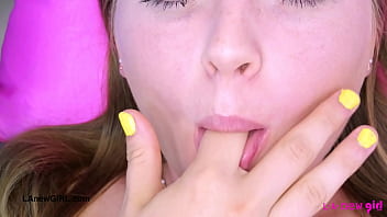 Radiant blonde beauty naked close up