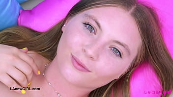 Radiant blonde beauty naked close up