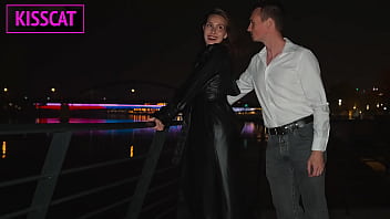 Hottie with tattoo on big tits in leather coat gets fucked hard in pov till cum inside pussy