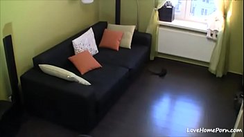 Doggy style masturbation of the hot black haired teen