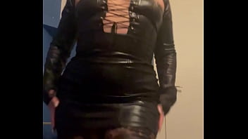 Wearing black vinyl look