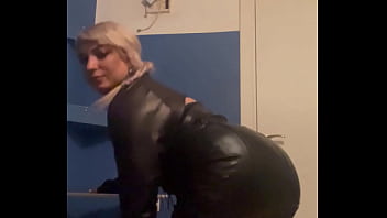 Wearing black vinyl look