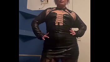 Wearing black vinyl look