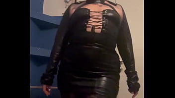 Wearing black vinyl look