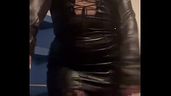 Wearing black vinyl look