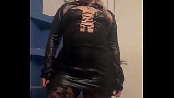 Wearing black vinyl look